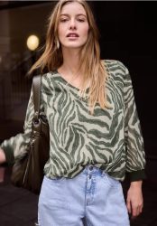 Langarm Bluse mit V