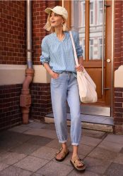 Langarm Bluse in Seersucker Qualität