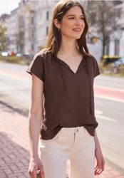Dropped Shoulder Bluse mit Split Neck
