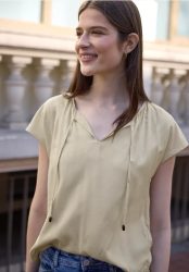 Dropped Shoulder Bluse mit Split Neck