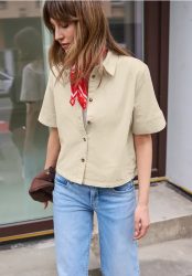 Kurzarm Bluse in Cord