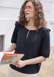 Kurzarm Bluse mit Volant