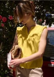Blusenshirt mit Split Neck und Tape