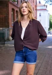 Langarm Hemdbluse in Unifarbe