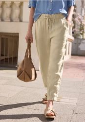 Slim Leg Hose im Loose Fit aus Leinen