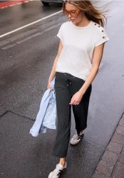 Wide Leg Hose in Crinkle Crash Struktur
