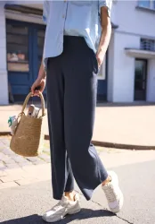 Wide Leg Hose in Rippstruktur