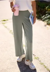 Wide Leg Hose in Rippstruktur