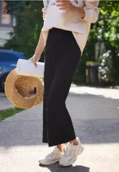 Wide Leg Hose in Rippstruktur