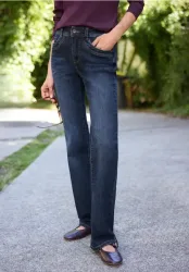 Mid Waist Bootcut Jeans im Slim Fit