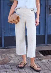 Gestreifte 7/8 Wide Leg Hose
