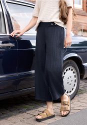 7/8 Mid Waist Wide Leg Hose im Leinen