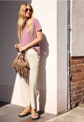 Mid Waist Straight Leg Hose im Loose Fit