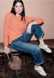 Pullover mit Boatneck und Lochmuster