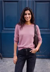 Pullover mit Rundhals in Unifarbe