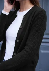 Blouson mit Strickärmeln und Knöpfen
