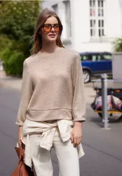 3/4-Arm Shirt im Strick-Look mit Glitzer