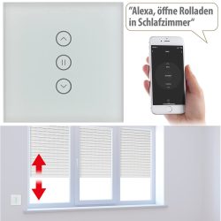 Luminea Home Control Rollladen-Touch-Unterputz-Steuerung mit WLAN, App und Sprachsteuerung