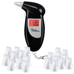 Alkoholmesser mit LCD-Display, 20 Wechsel-Mundstücke, batteriebetrieb / Alkoholtester