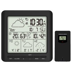 infactory WLAN-Funk-Wetterstation mit Aussensensor, LCD-Display, Wettertrend, App