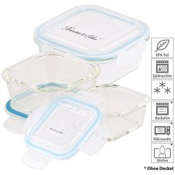 Rosenstein & Söhne 5in1-Glas-Frischhaltedosen-Set, 6-tlg., Clip-Deckel, -40 bis +400 C°