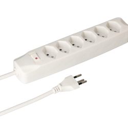 Steckdosenleiste für 6 Stecker Typ 13, weiss, mit Schalter / Steckdosenleiste