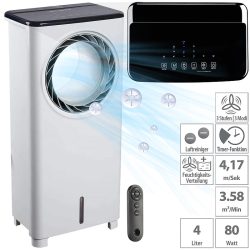 Rotorloser 3in1-Stand-Luftkühler mit 4 Liter Wassertank, 3 Modi, 80 W