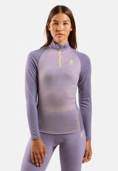 Odlo Natural Performance Wool 150 Base Layer Half-Zip für Damen - Wandern, Ski & Snow - lila, XL