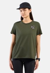 Odlo Cotton Blend Odlo Flags T-Shirt für Damen - Wandern, Casual Comfort - grün, XL