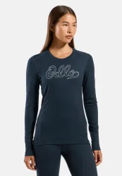 Odlo Merino 200 80th Anniversary Base Layer Shirt für Damen - Wandern, Ski & Snow - marineblau, M