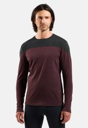Odlo Revelstoke Performance Wool 150 Base Layer Shirt für Herren - Wandern, Ski & Snow - maron, S