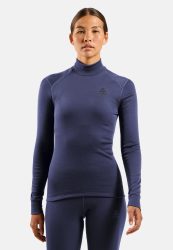Odlo Active Warm Base Layer Shirt mit Stehkragen für Damen - Wandern, Ski & Snow - lila, XL