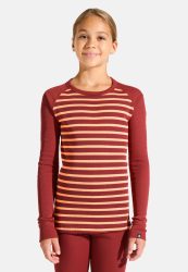 Odlo Active Warm Stripes Base Layer Shirt für Kinder - Wandern, Ski & Snow - orange, 92