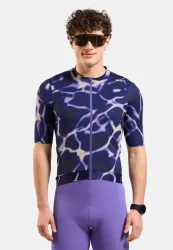 Odlo Zeroweight Pro Print Rad-Shirt Full-Zip für Herren - Radsport - lila, L