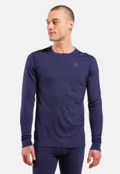 Odlo Merino 200 Base Layer Shirt für Herren - Wandern, Ski & Snow - blau, M