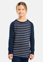 Odlo Active Warm Stripes Base Layer Shirt für Kinder - Wandern, Ski & Snow - blau, 104