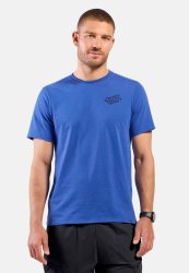 Odlo Cotton Blend There's More Out There T-Shirt für Herren - Wandern, Casual Comfort - blau, XL