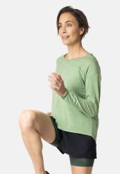 Odlo Active 365 Natural Blend Langarm-Laufshirt für Damen - Training, Running - grün, S