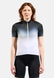 Odlo Zeroweight Chill-Tec Print Rad-Shirt Full-Zip für Damen - Radsport - weiss, S