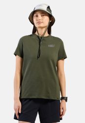 Odlo Cotton Blend Unlimited T-Shirt für Damen - Wandern, Casual Comfort - grün, XS