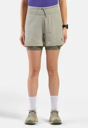 Odlo X-Alp 5 Inch 2-in-1-Trailrunning-Shorts für Damen - Trail Running, Wandern - beige, L