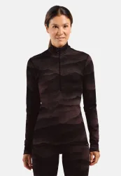Odlo Merino Ridgelines Base Layer Half-Zip für Damen - Wandern, Ski & Snow - maron, XL