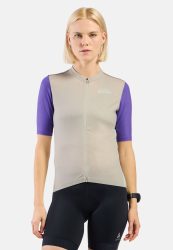 Odlo Essential Heritage Print Rad-Shirt Full-Zip für Damen - Radsport - beige, XS