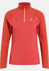 Odlo Essential Ceramiwarm Lauf-Mid Layer Half-Zip für Damen - Running - rot, XS