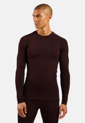 Odlo Performance Warm Base Layer Shirt für Herren - Skilanglauf, Ski & Snow - maron, S