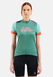 Odlo Essential Odlo Print Rad-Shirt Full-Zip für Damen - Radsport - grün, XS