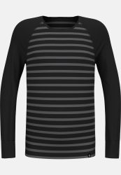 Odlo Active Warm Stripes Base Layer Shirt für Kinder - Wandern, Ski & Snow - schwarz, 128
