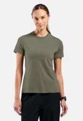 Odlo Merino Tencel Plain T-Shirt für Damen - Wandern, Casual Comfort - grün, L