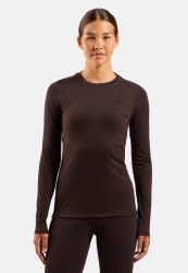 Odlo Natural Merino 160 Base Layer Langarmshirt für Damen - Wandern, Ski & Snow - maron, XL