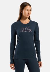 Odlo Merino 200 80th Anniversary Base Layer Shirt für Damen - Wandern, Ski & Snow - marineblau, S